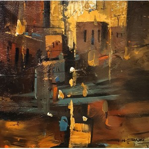 G. N. Qazi, 12 x 12 inch, Acrylic on Canvas, Cityscape Painting, AC-GNQ-066